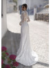 Long Sleeves Beaded Ivory Lace Tulle Exquisite Wedding Dress